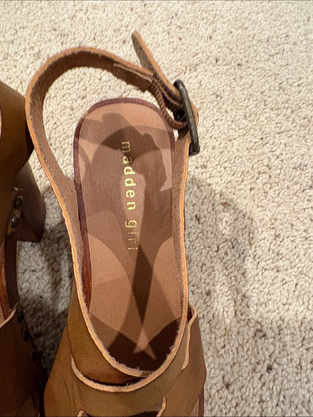Madden Girl Tan Crisscross Wedge Sandals - Picture 2 of 4